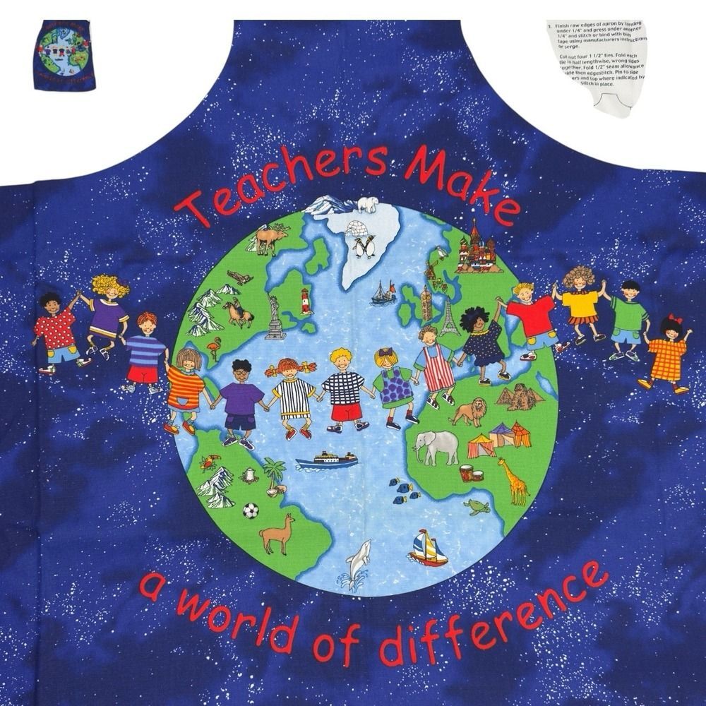 Fabric Traditions Colorful Sewing Back‎ to School Teachers Apron Panel